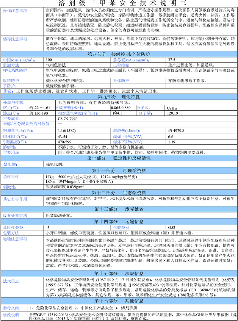 03三甲苯安全技術說明書-2